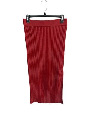 NWT Red Burgundy Ribbed Maxi Pencil Skirt - Medium